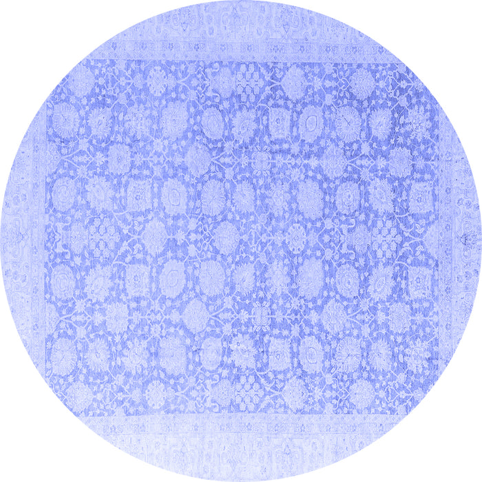 Round Machine Washable Oriental Blue Modern Rug, wshabs4172blu