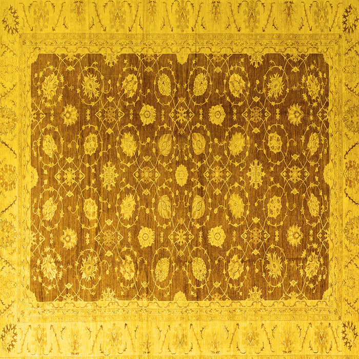 Square Machine Washable Oriental Yellow Traditional Rug, wshabs4173yw