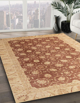 Abstract Red Oriental Rug in Family Room, abs4173