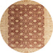 Round Abstract Red Oriental Rug, abs4173