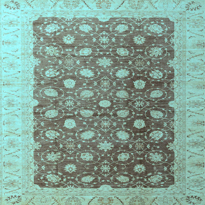 Square Machine Washable Oriental Light Blue Traditional Rug, wshabs4173lblu