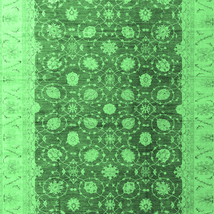 Machine Washable Oriental Emerald Green Traditional Area Rugs, wshabs4173emgrn
