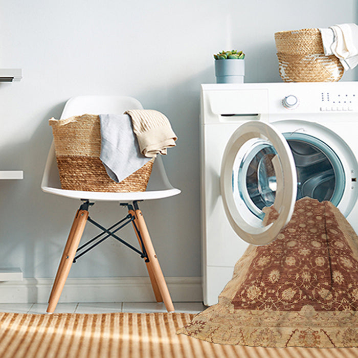 Machine Washable Abstract Red Rug in a Washing Machine, wshabs4173