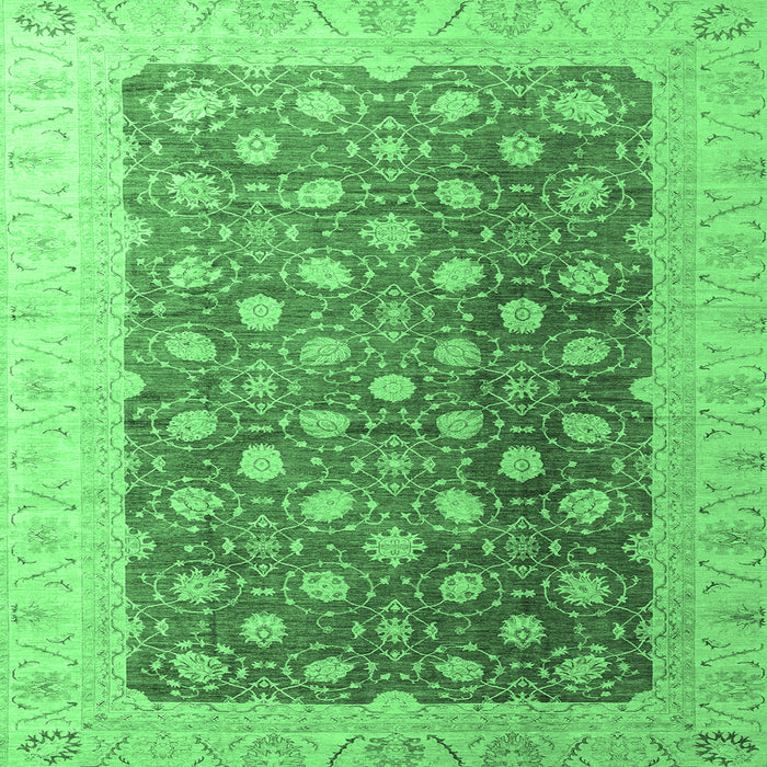 Square Machine Washable Oriental Emerald Green Traditional Area Rugs, wshabs4173emgrn