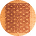 Round Oriental Orange Traditional Rug, abs4173org