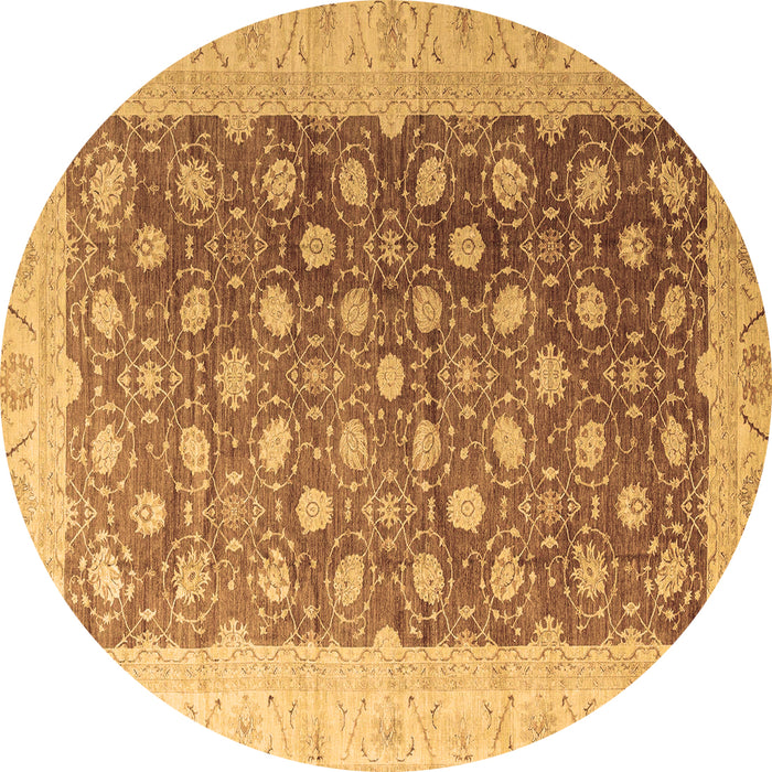 Round Machine Washable Oriental Brown Traditional Rug, wshabs4173brn