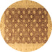 Round Oriental Brown Traditional Rug, abs4173brn