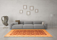 Machine Washable Oriental Orange Traditional Rug, wshabs4173org