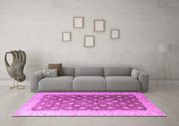 Machine Washable Oriental Purple Traditional Area Rugs in a Living Room, wshabs4173pur