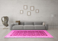 Machine Washable Oriental Pink Traditional Rug, wshabs4173pnk