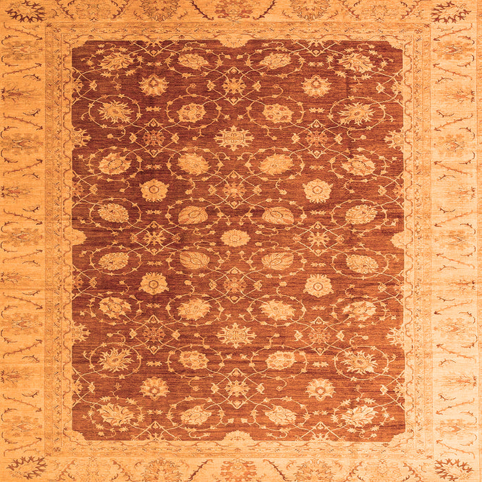 Square Machine Washable Oriental Orange Traditional Area Rugs, wshabs4173org