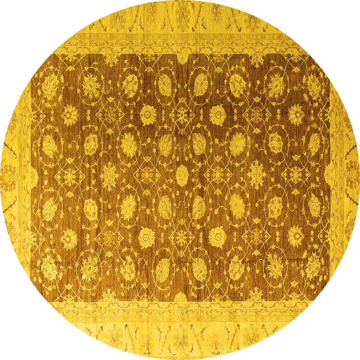 Round Oriental Yellow Traditional Rug, abs4173yw