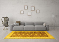 Machine Washable Oriental Yellow Traditional Rug, wshabs4173yw