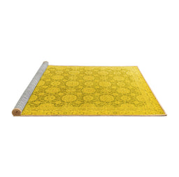 Sideview of Machine Washable Abstract Yellow Modern Rug, wshabs4174yw