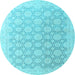 Round Abstract Light Blue Modern Rug, abs4174lblu