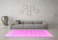 Machine Washable Abstract Pink Modern Rug, wshabs4174pnk