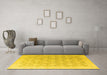 Machine Washable Abstract Yellow Modern Rug in a Living Room, wshabs4174yw