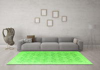 Machine Washable Abstract Green Modern Rug, wshabs4174grn