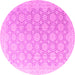 Round Machine Washable Abstract Pink Modern Rug, wshabs4174pnk