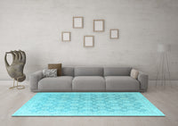 Machine Washable Abstract Light Blue Modern Rug, wshabs4174lblu