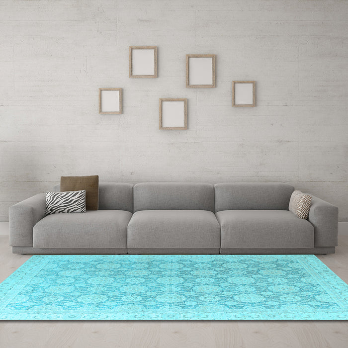 Machine Washable Abstract Light Blue Modern Rug in a Living Room, wshabs4174lblu