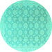 Round Abstract Turquoise Modern Rug, abs4174turq