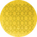 Round Machine Washable Abstract Yellow Modern Rug, wshabs4174yw