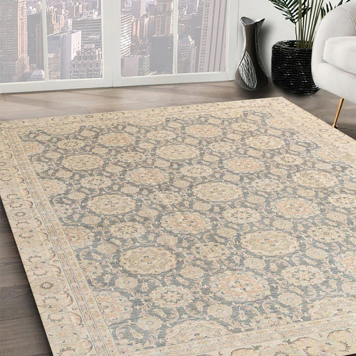 Abstract Desert Sand Beige Modern Rug in Family Room, abs4174