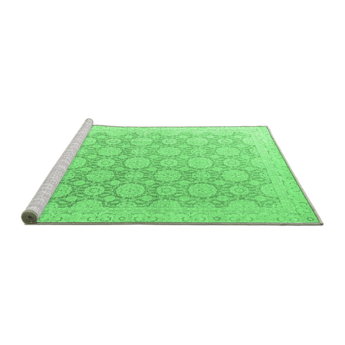 Sideview of Machine Washable Abstract Emerald Green Modern Area Rugs, wshabs4174emgrn