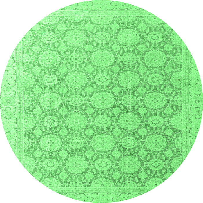 Round Machine Washable Abstract Emerald Green Modern Area Rugs, wshabs4174emgrn