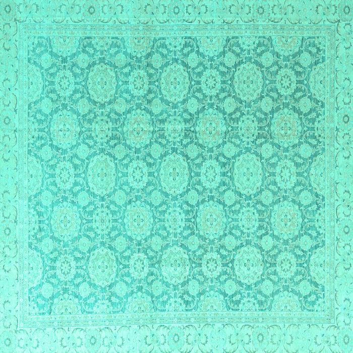 Square Machine Washable Abstract Turquoise Modern Area Rugs, wshabs4174turq