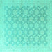 Square Machine Washable Abstract Turquoise Modern Area Rugs, wshabs4174turq