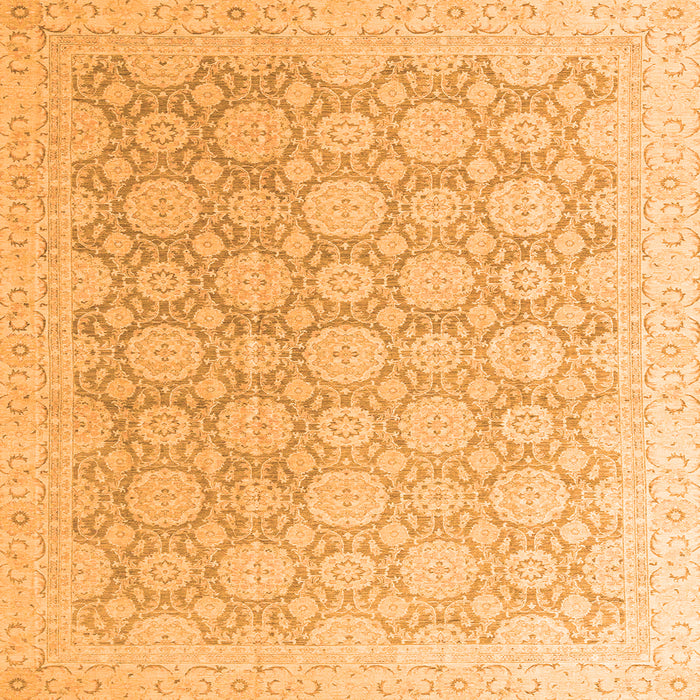 Square Machine Washable Abstract Orange Modern Area Rugs, wshabs4174org
