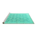 Sideview of Machine Washable Abstract Turquoise Modern Area Rugs, wshabs4174turq