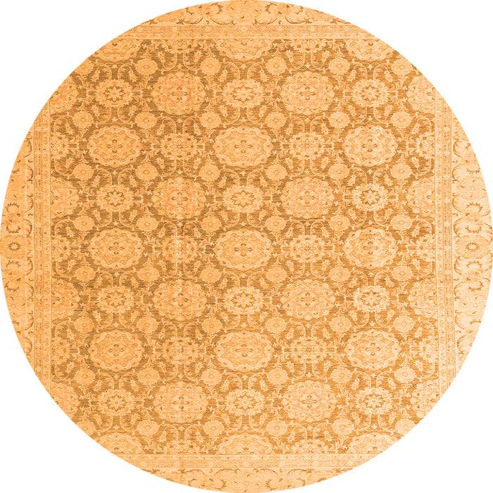 Round Machine Washable Abstract Orange Modern Area Rugs, wshabs4174org