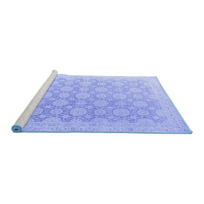 Sideview of Machine Washable Abstract Blue Modern Rug, wshabs4174blu
