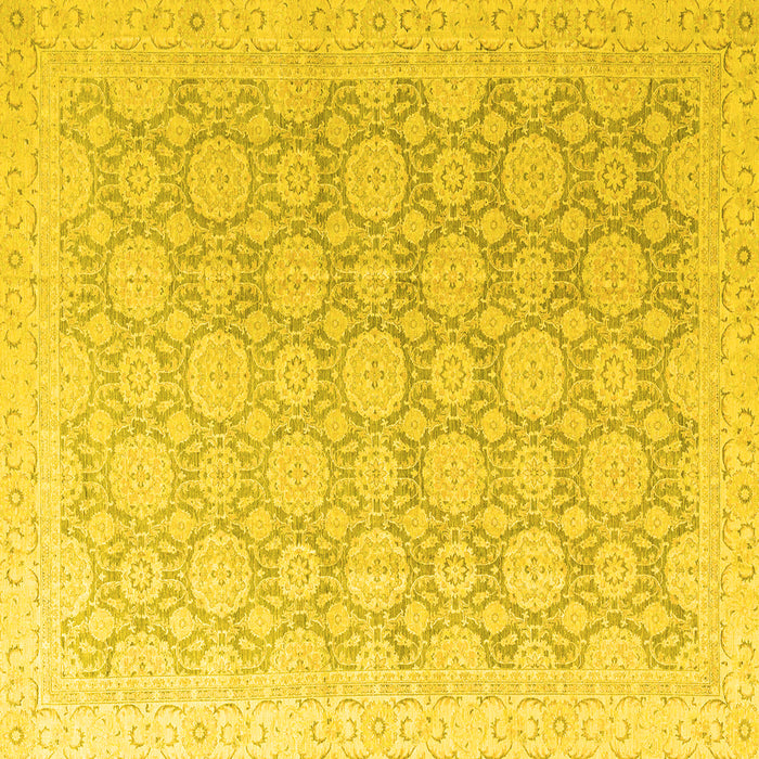 Square Machine Washable Abstract Yellow Modern Rug, wshabs4174yw