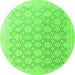 Round Machine Washable Abstract Green Modern Area Rugs, wshabs4174grn