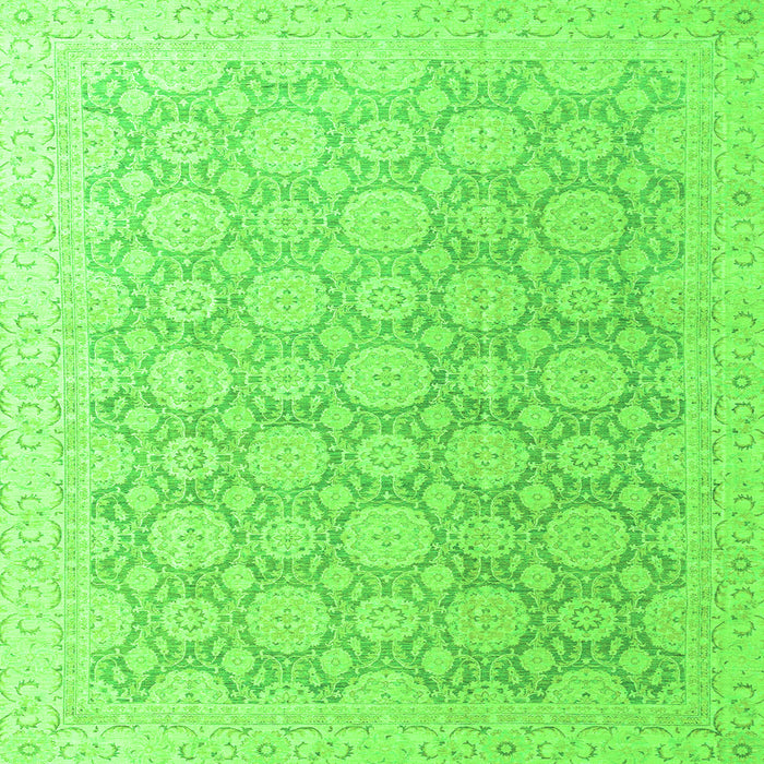 Square Machine Washable Abstract Green Modern Area Rugs, wshabs4174grn