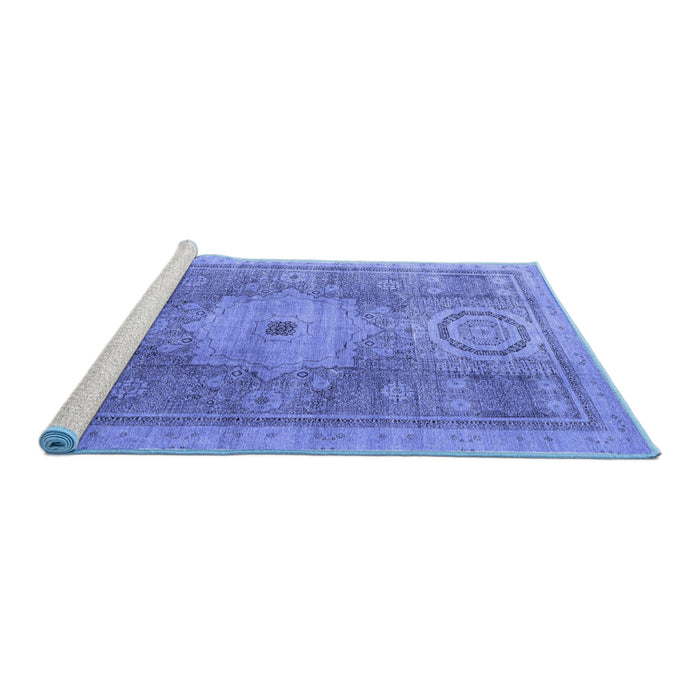 Sideview of Machine Washable Abstract Blue Modern Rug, wshabs4175blu