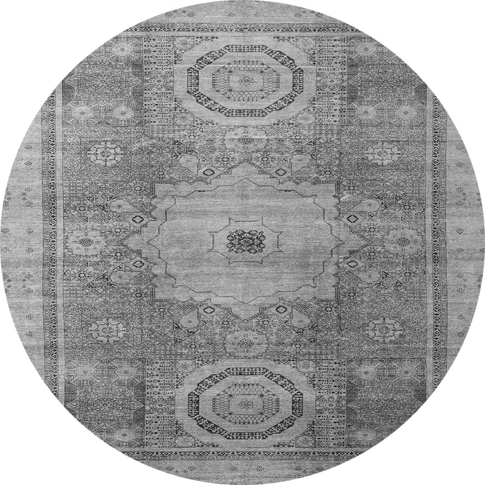 Round Machine Washable Abstract Gray Modern Rug, wshabs4175gry