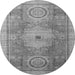 Round Machine Washable Abstract Gray Modern Rug, wshabs4175gry