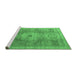 Sideview of Machine Washable Abstract Emerald Green Modern Area Rugs, wshabs4175emgrn