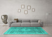 Machine Washable Abstract Turquoise Modern Area Rugs in a Living Room,, wshabs4175turq