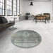 Round Abstract Dark Gray Modern Rug in a Office, abs4175