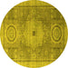 Round Abstract Yellow Modern Rug, abs4175yw