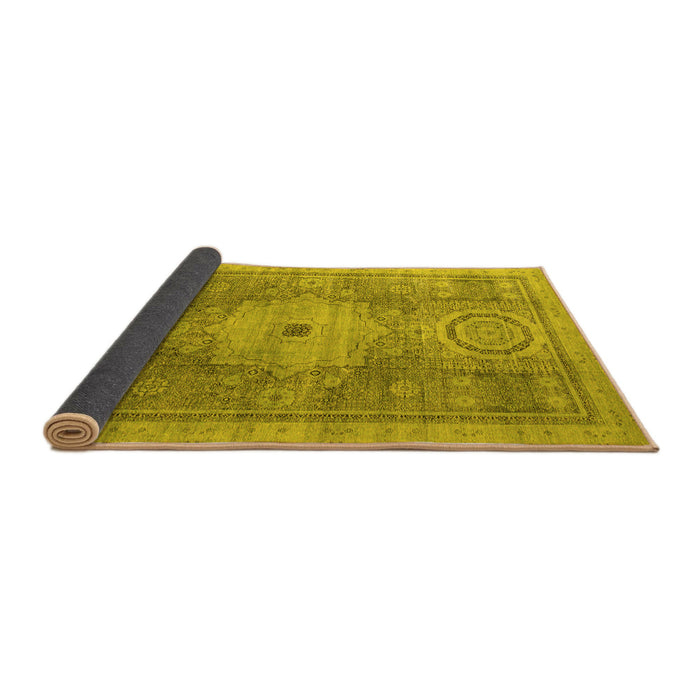 Sideview of Abstract Yellow Modern Rug, abs4175yw