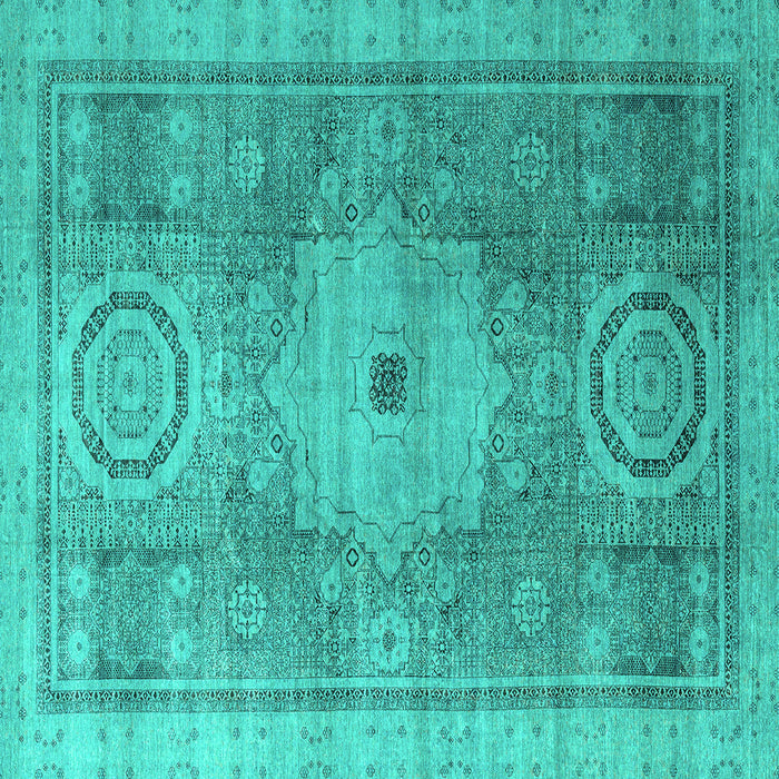 Square Machine Washable Abstract Turquoise Modern Area Rugs, wshabs4175turq