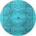 Round Machine Washable Abstract Light Blue Modern Rug, wshabs4175lblu