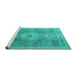 Sideview of Machine Washable Abstract Turquoise Modern Area Rugs, wshabs4175turq